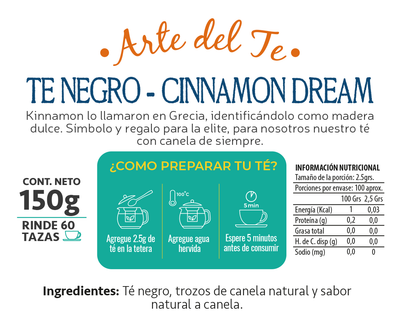 2 Té Negro Cinnamon Dream Total 300 g - Té Gourmet - Arte del Té
