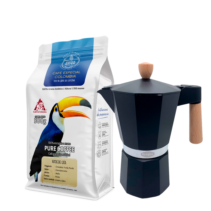 Box Descafeinado 500g + Moka a elección