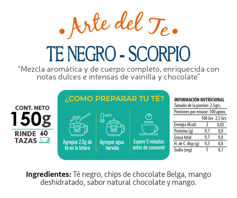 2 Té Negro Scorpio Total 300 g - Té Gourmet - Arte del Té