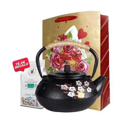 Tetera Bambú Hierro 800ml +🎁50 gr. de Té Gourmet en bolsa regalo