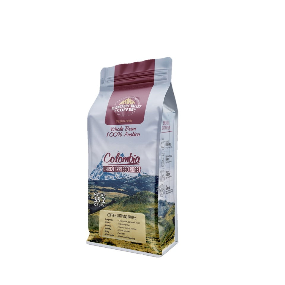 Aconcagua Valley Coffee 1 kilo. TUESTE DARK ROAST ESPRESSO COLOMBIA