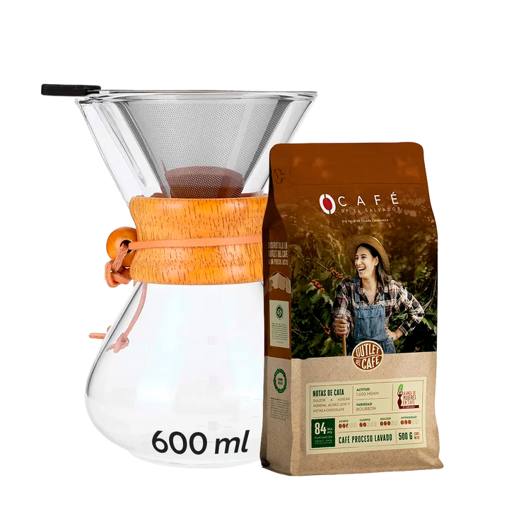 Box Femenino Filtrado: Coffee Pot 600 ml + Café AMCES 500g