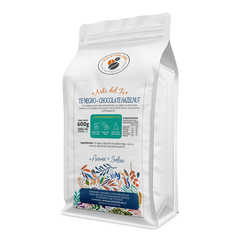 Té Negro Chocolate Hazel Nut Total 600 g - Té Gourmet - Arte del Té