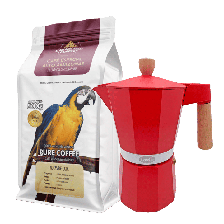 Moka 9 Tazas + 500g Café Molido