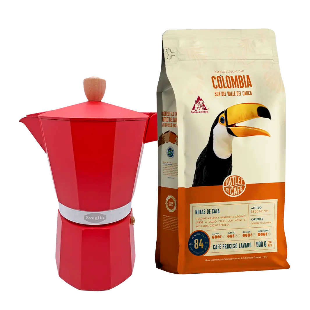 Moka 9 Tazas + 500g Café Molido