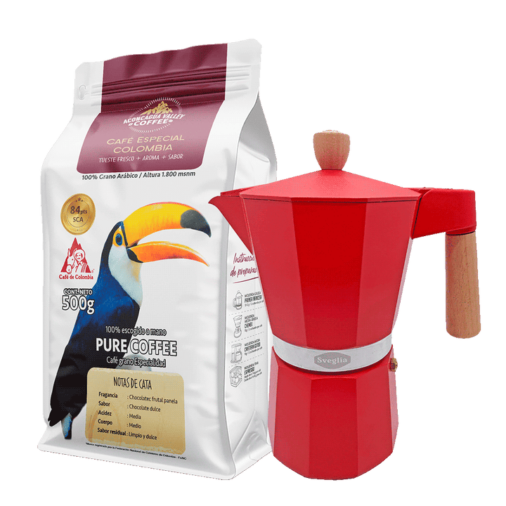 Moka 9 Tazas + 500g Café Molido