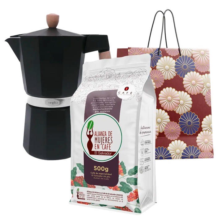 Box Inspirado en Mamá: Moka 9 Tazas + Café Femenino 500g