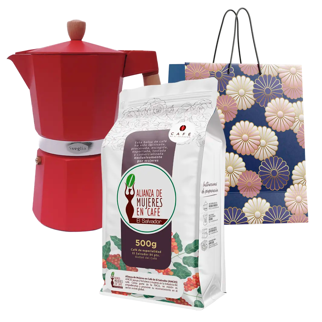 Box Inspirado en Mamá: Moka 9 Tazas + Café Femenino 500g