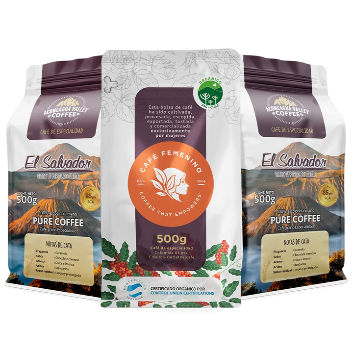 Triple Pack - Orgánico Femenino + El Salvador x2 -  500g c/u