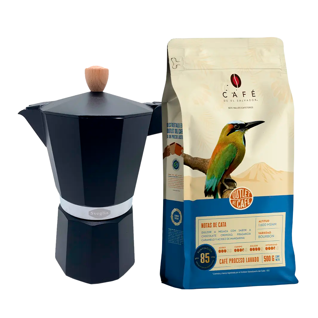 Moka 9 Tazas + 500g Café Molido