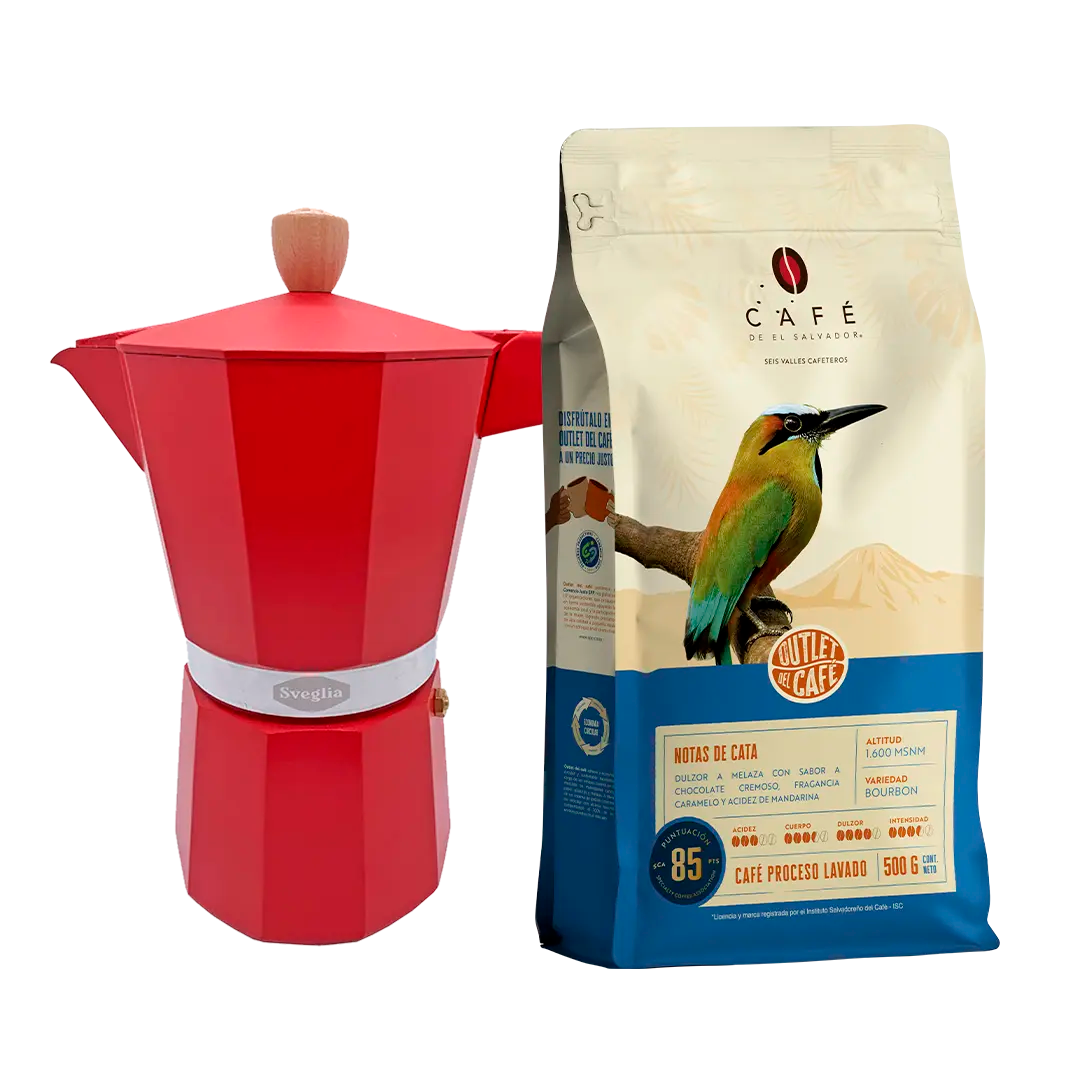 Moka 9 Tazas + 500g Café Molido