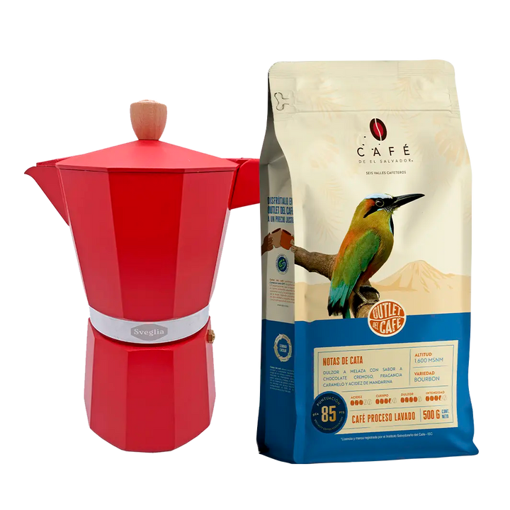 Moka 9 Tazas + 500g Café Molido