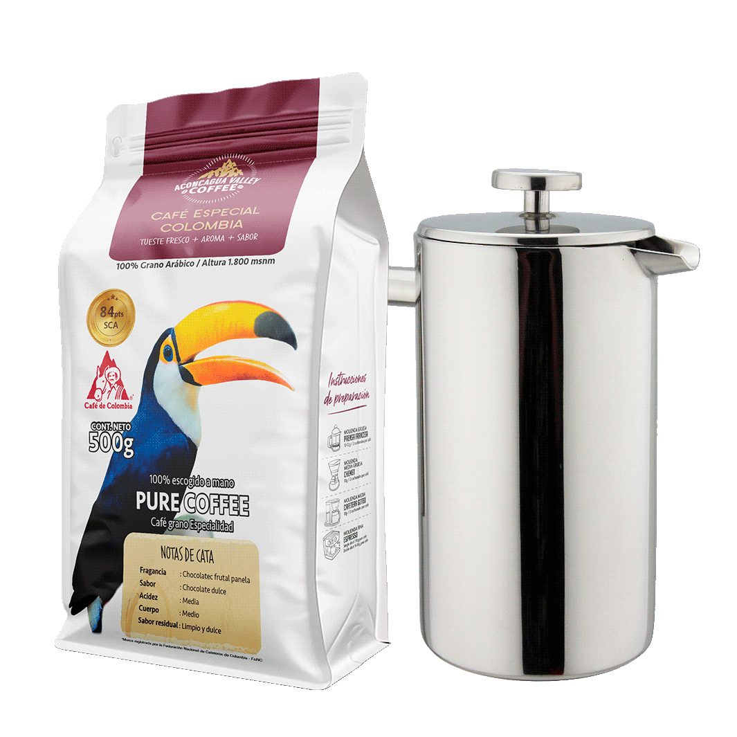 Box Prensa Francesa 1000ml + Café Tostado 500g