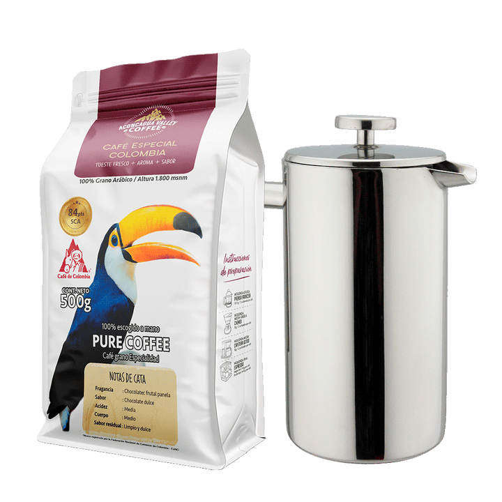 Box Prensa Francesa 1000ml + Café Tostado 500g