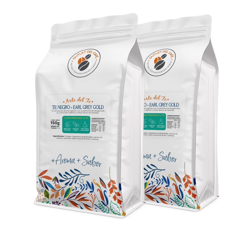 2 Té Negro Earl Grey Gold  Total 300 g - Té Gourmet - Arte del Té.