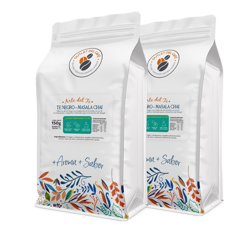 2 Té Negro Masala Chai Total 300 g - Té Gourmet - Arte del Té