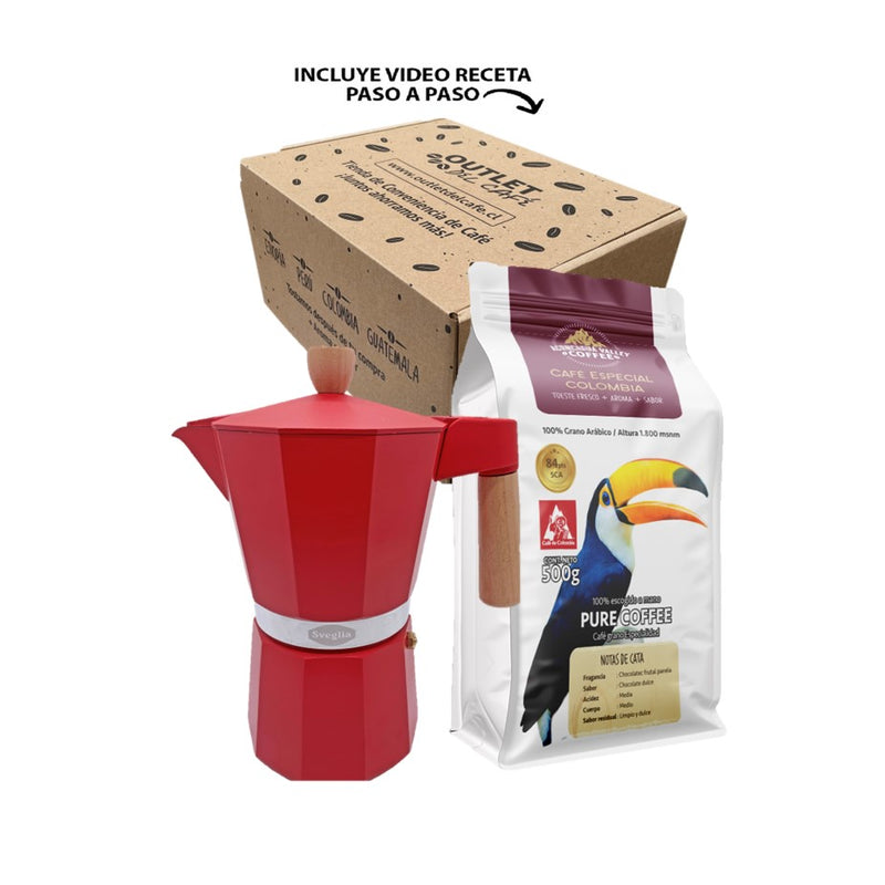 Box "Moka 6T - 300 ml + 500 g Café Molido para 50 tazas espresso"