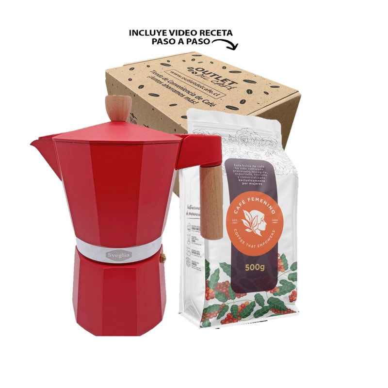 Box "Moka 12T - 600 ml + 500 g Café Molido para 50 tazas espresso"