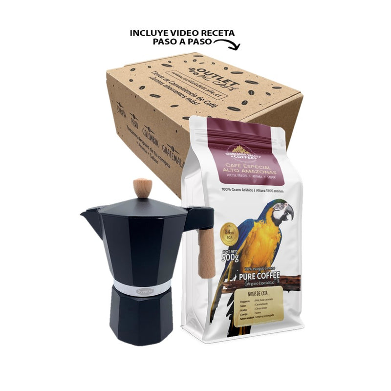 Box "Moka 3T - 150 ml + 500 g Café Molido para 50 tazas espresso"