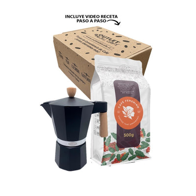 Box "Moka 3T - 150 ml + 500 g Café Molido para 50 tazas espresso"