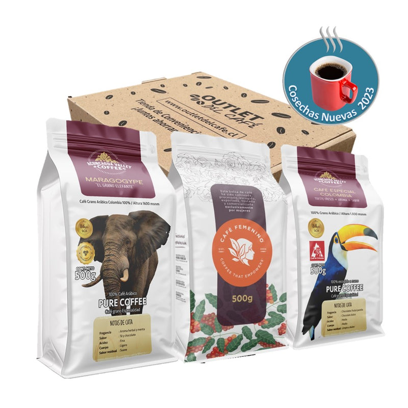 Triple PACK 500g Colombia + Maragogype + Femenino